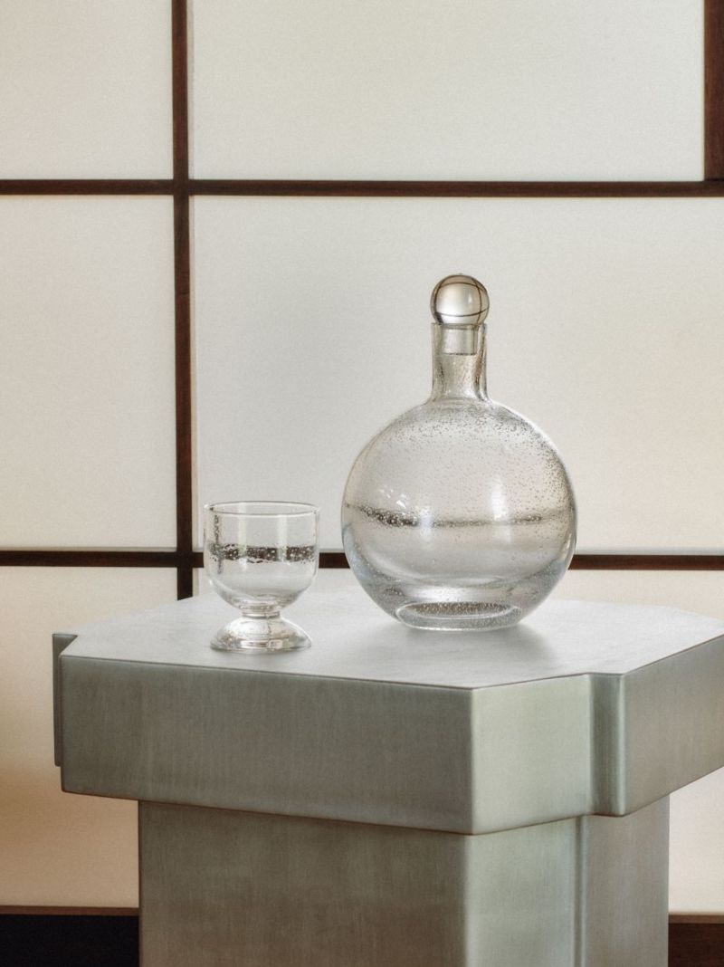 White Bubble Glass Carafe