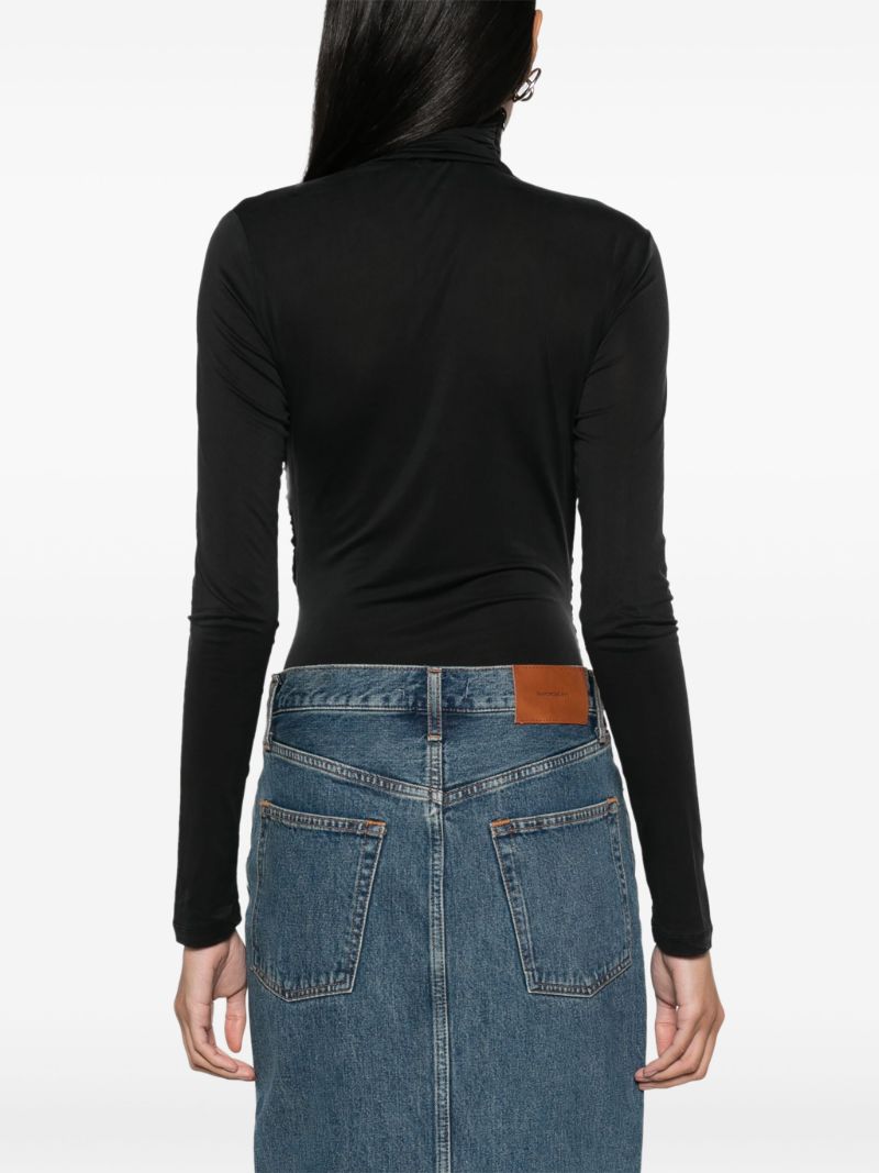 Black Patra Drape-panel Ruched Bodysuit