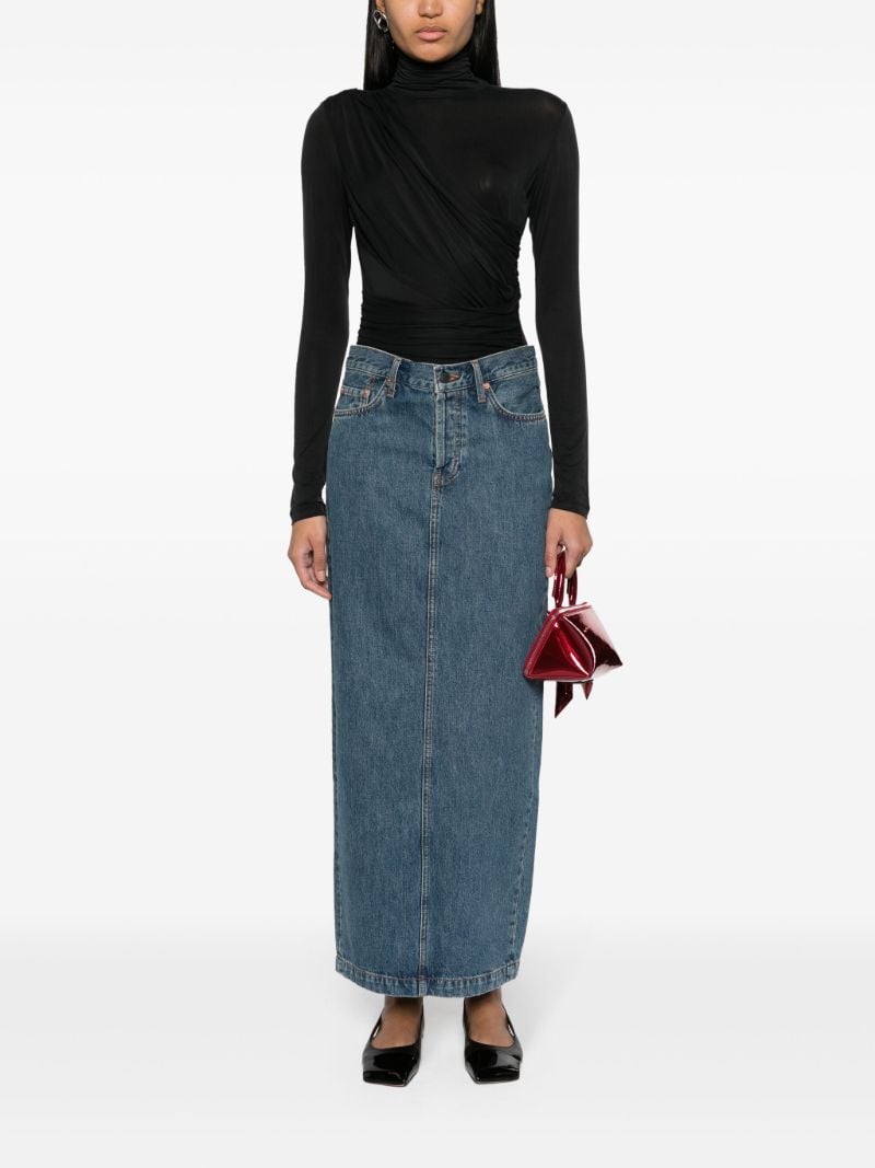 Black Patra Drape-panel Ruched Bodysuit