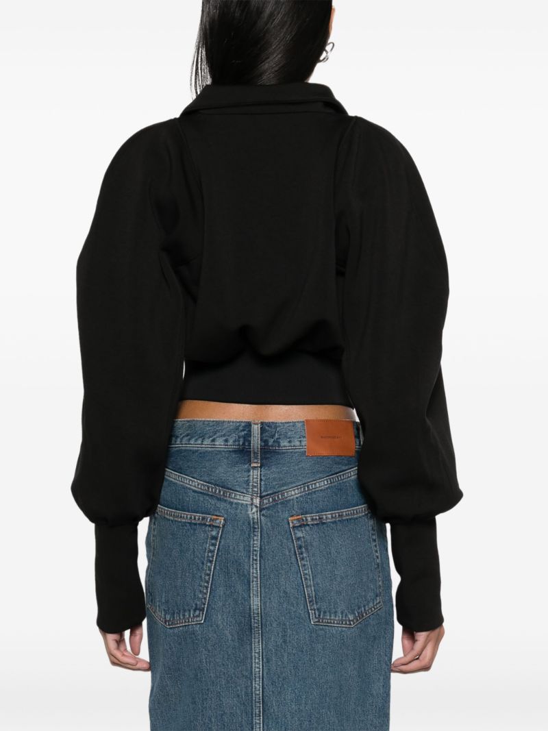 Black Tabora Cropped Bomber Jacket