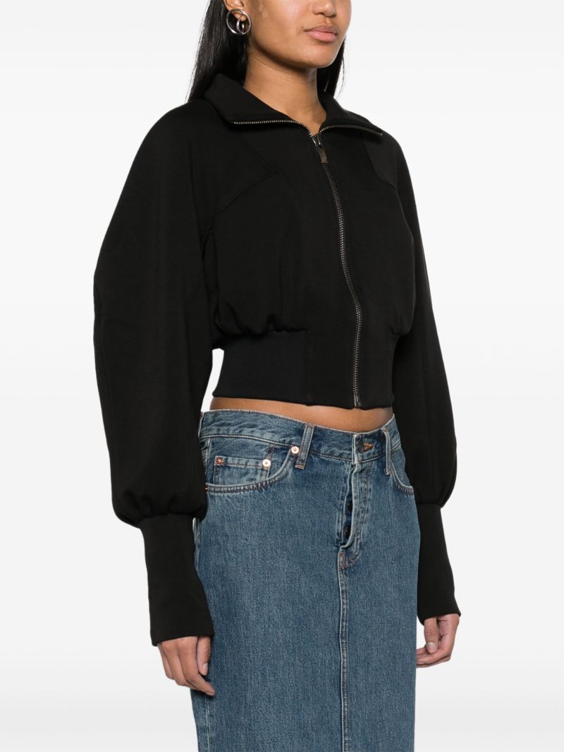 Black Tabora Cropped Bomber Jacket