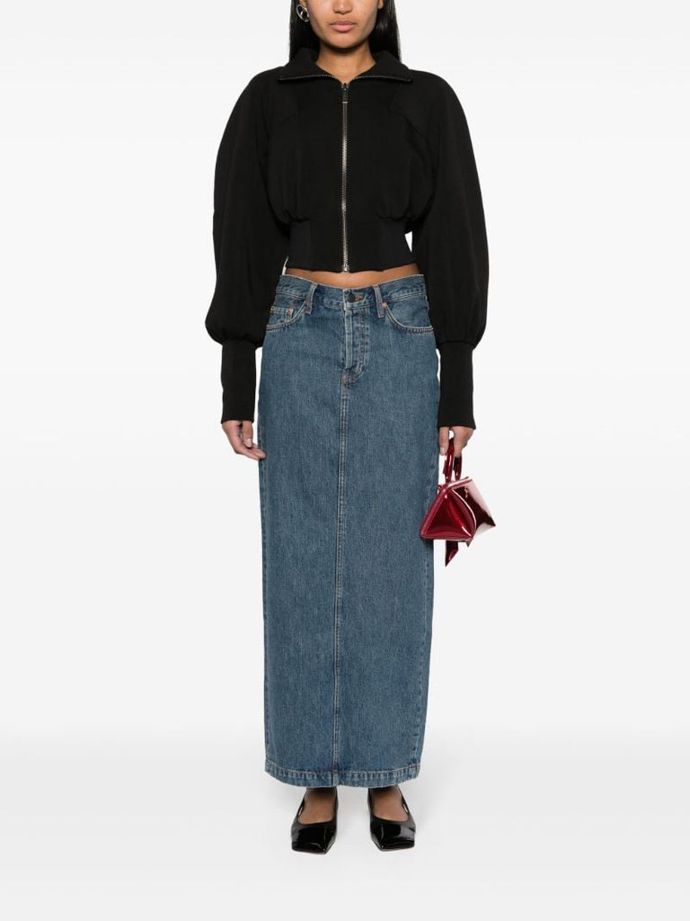 Black Tabora Cropped Bomber Jacket