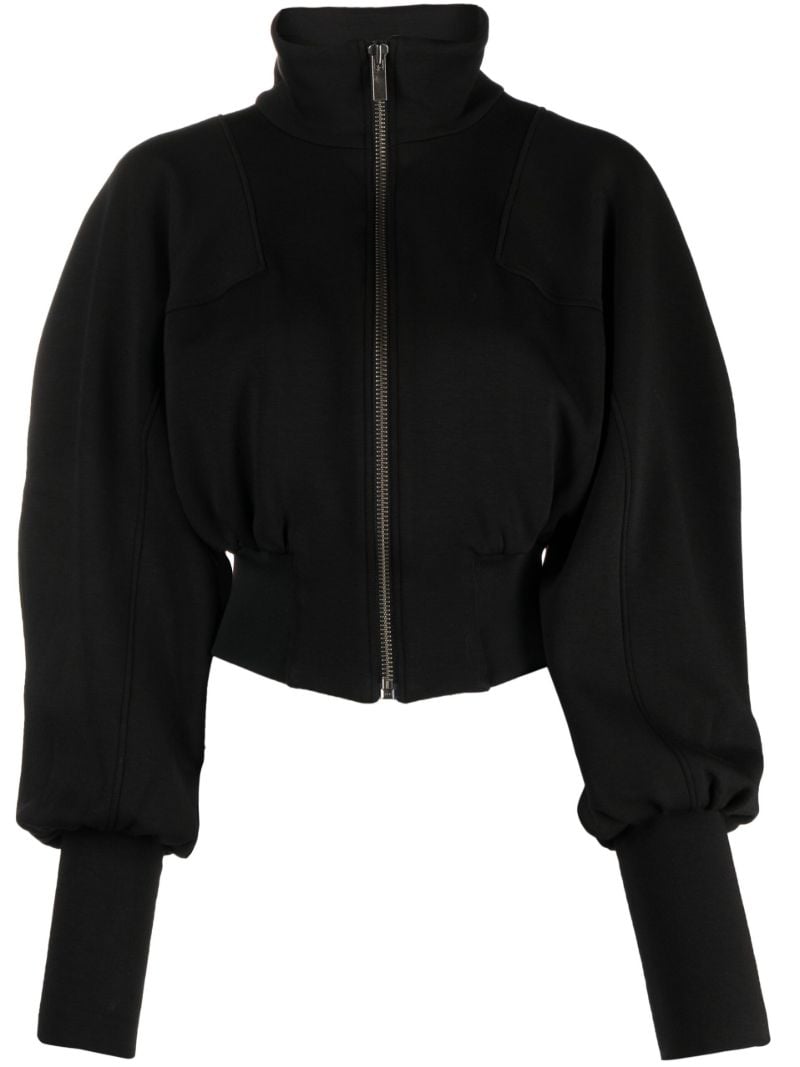 Black Tabora Cropped Bomber Jacket
