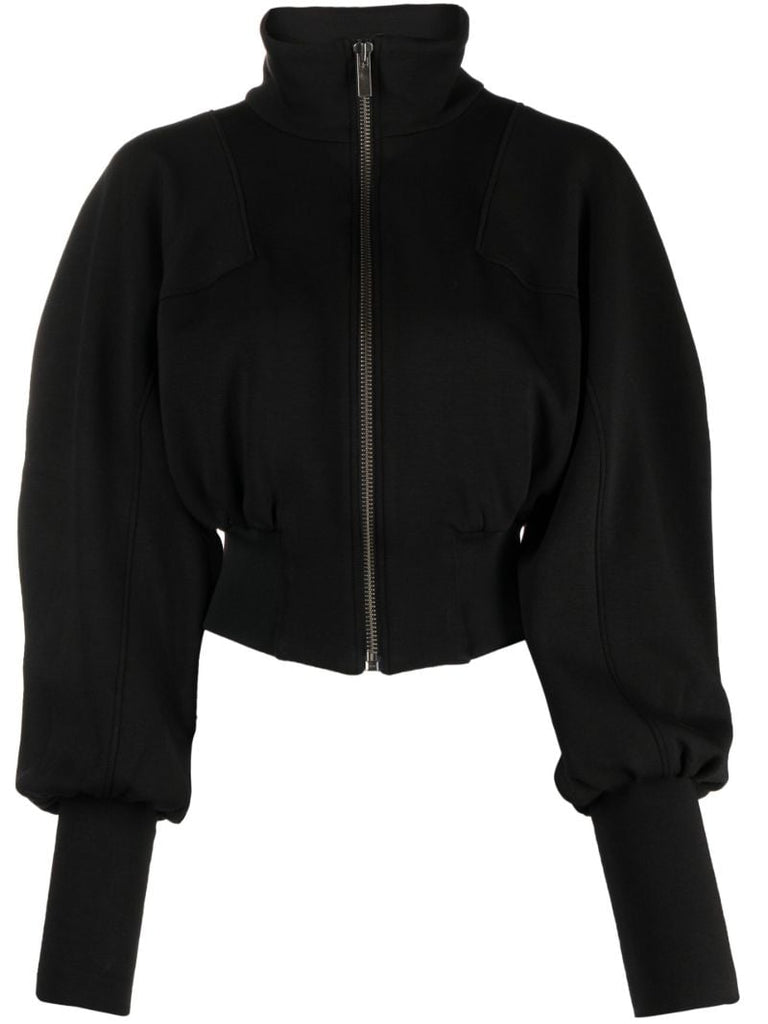 Black Tabora Cropped Bomber Jacket
