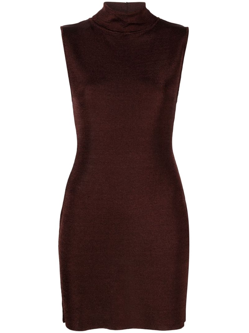 Brown Flora Lurex Mini Dress