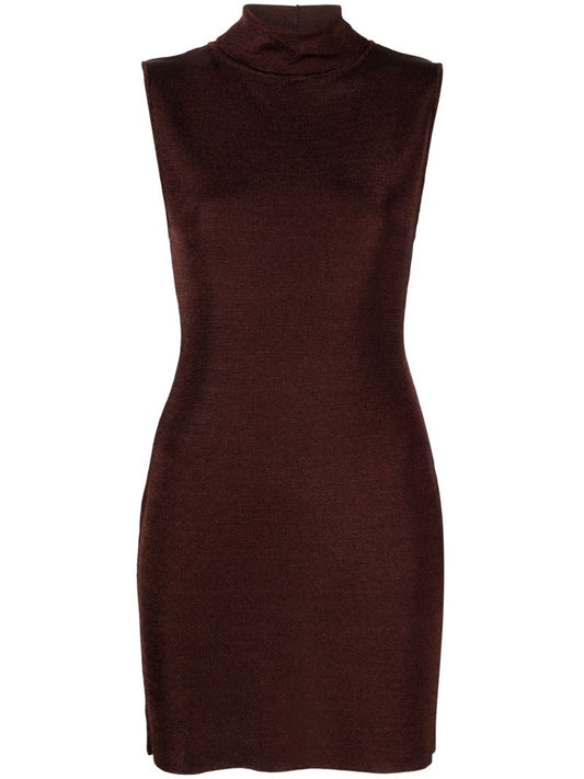 Brown Flora Lurex Mini Dress