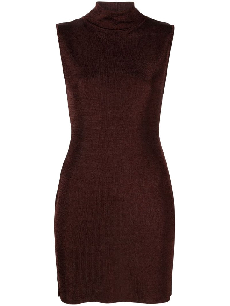 Brown Flora Lurex Mini Dress