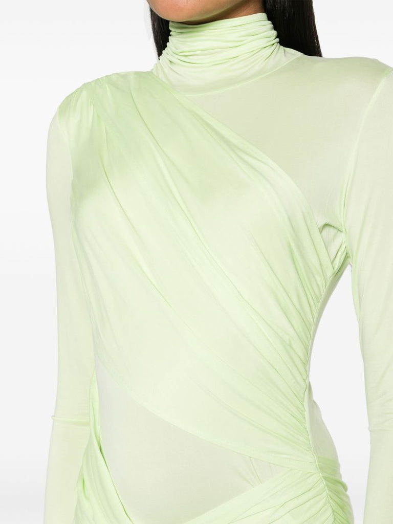 Green Kores Draped-panel Mini Dress