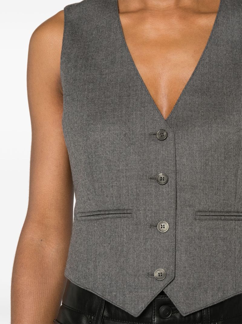 Grey V-neck Virgin-wool Waistcoat