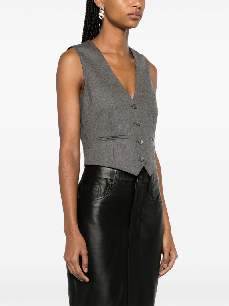 Grey V-neck Virgin-wool Waistcoat