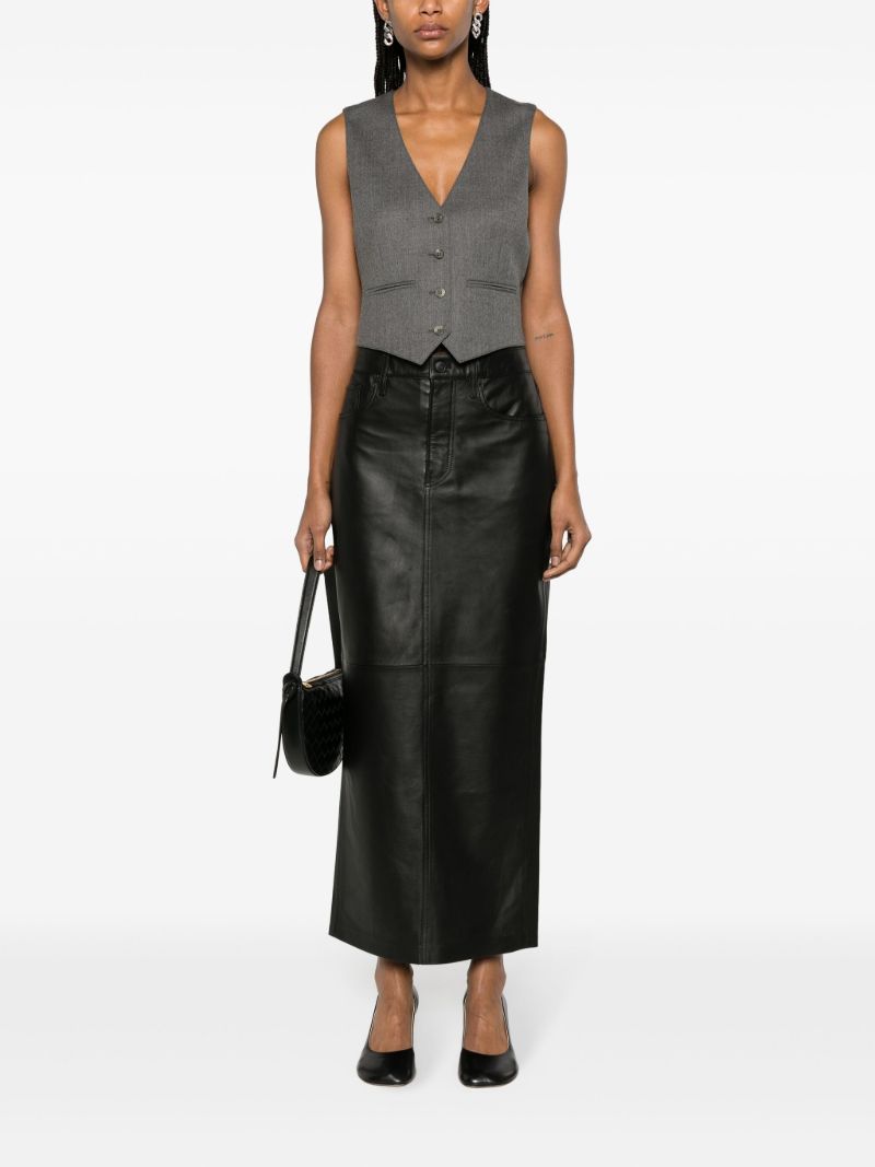 Grey V-neck Virgin-wool Waistcoat