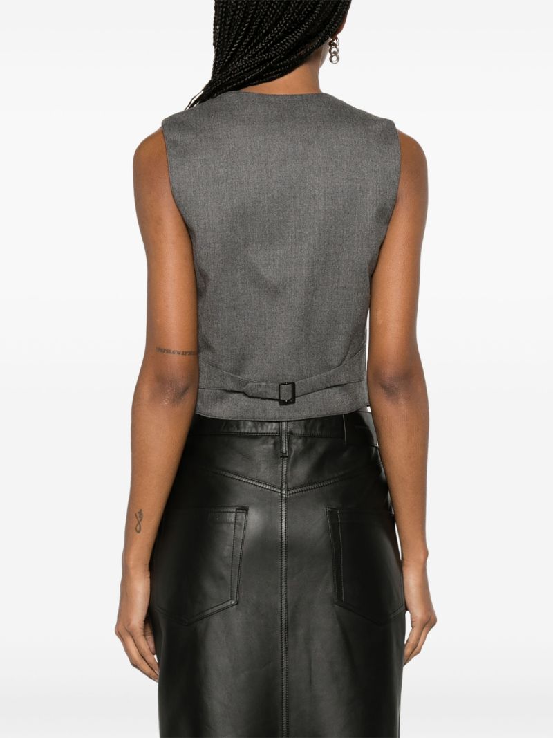 Grey V-neck Virgin-wool Waistcoat