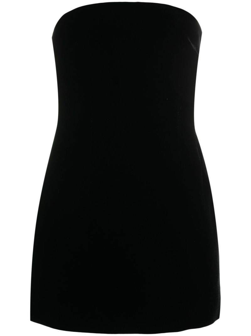 Black Strapless Velvet Mini Dress