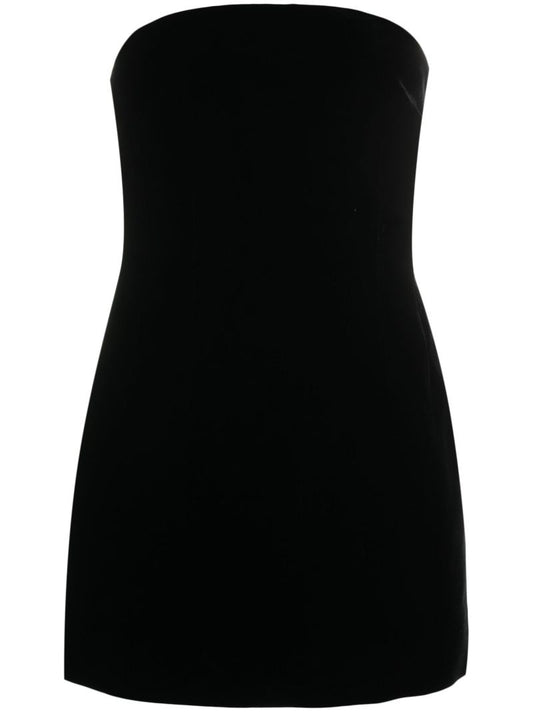 Black Strapless Velvet Mini Dress
