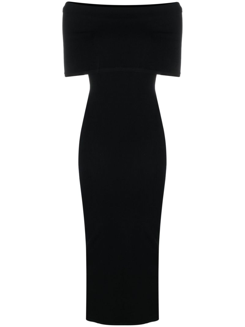 Black Off-the-shoulder Midi Dress