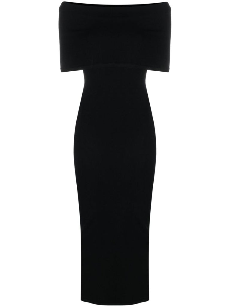 Black Off-the-shoulder Midi Dress