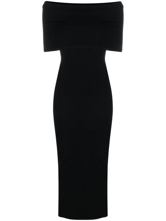 Black Off-the-shoulder Midi Dress