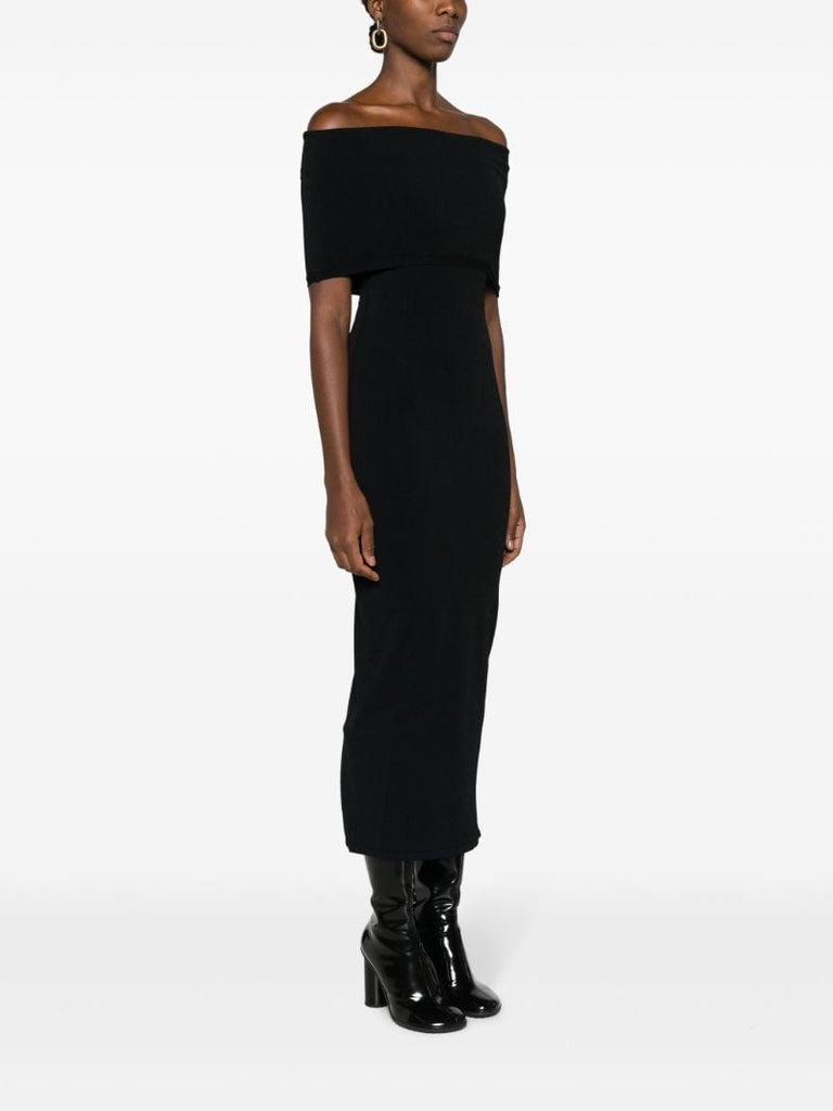 Black Off-the-shoulder Midi Dress