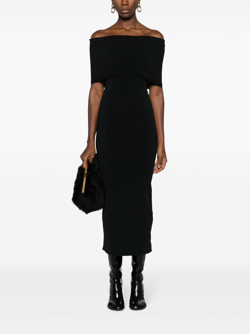 Black Off-the-shoulder Midi Dress