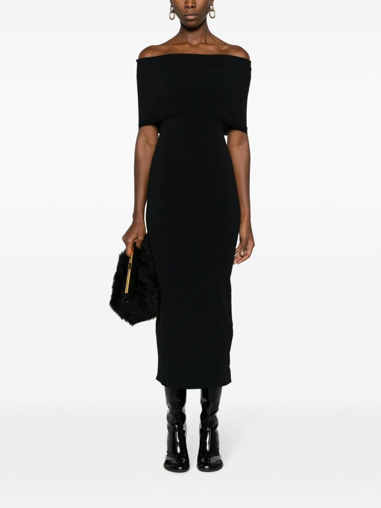Black Off-the-shoulder Midi Dress