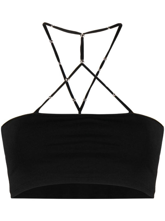Black Beaded Crop Top