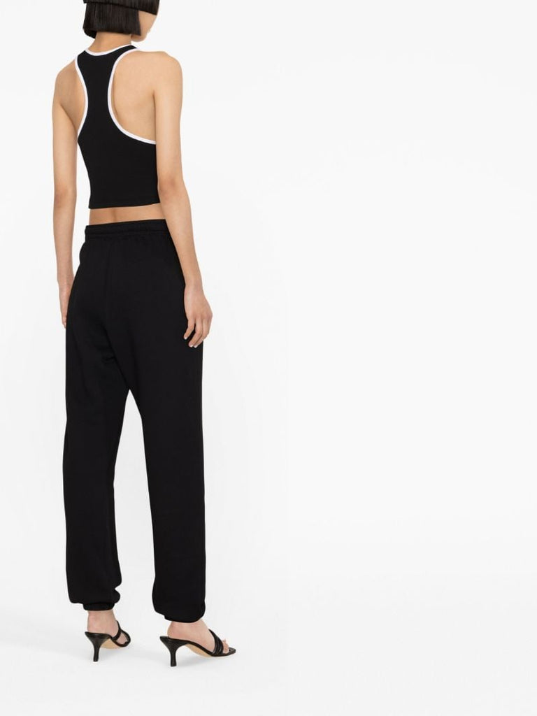Black Logo Embroidered Crop Top