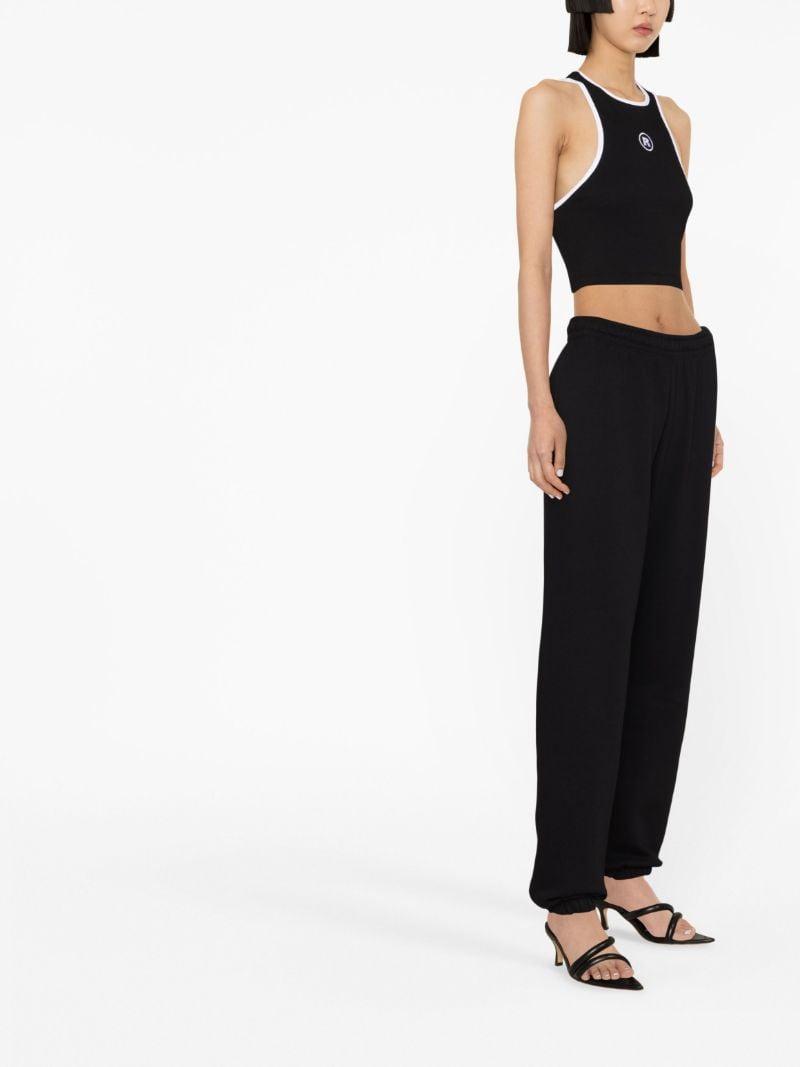 Black Logo Embroidered Crop Top
