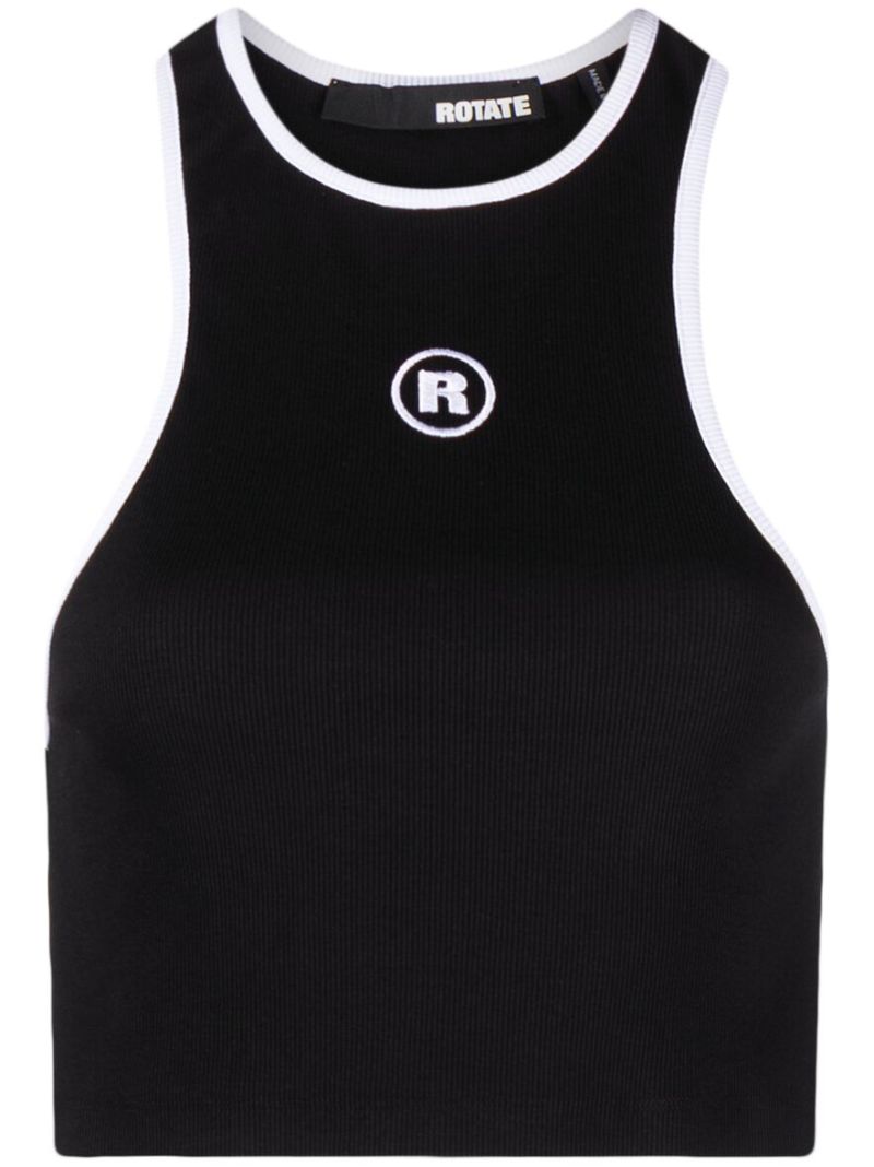 Black Logo Embroidered Crop Top
