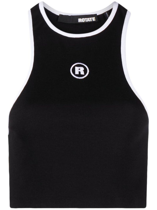 Black Logo Embroidered Crop Top