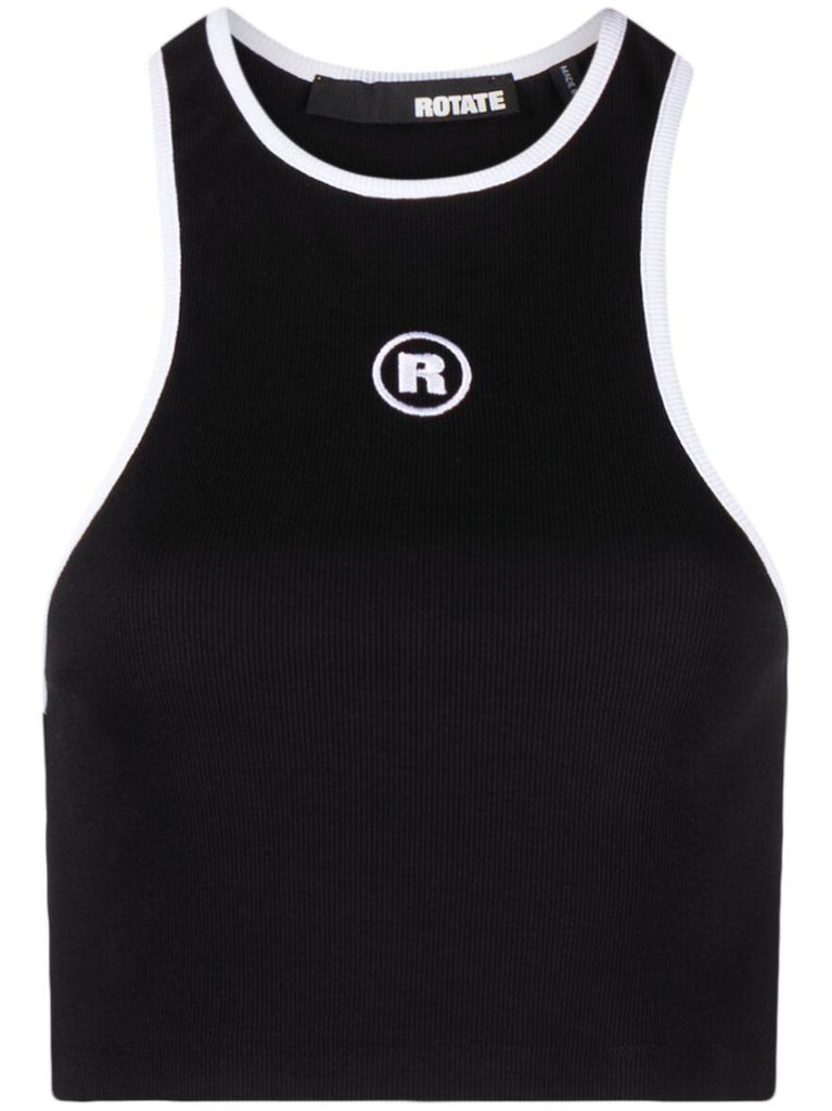 Black Logo Embroidered Crop Top