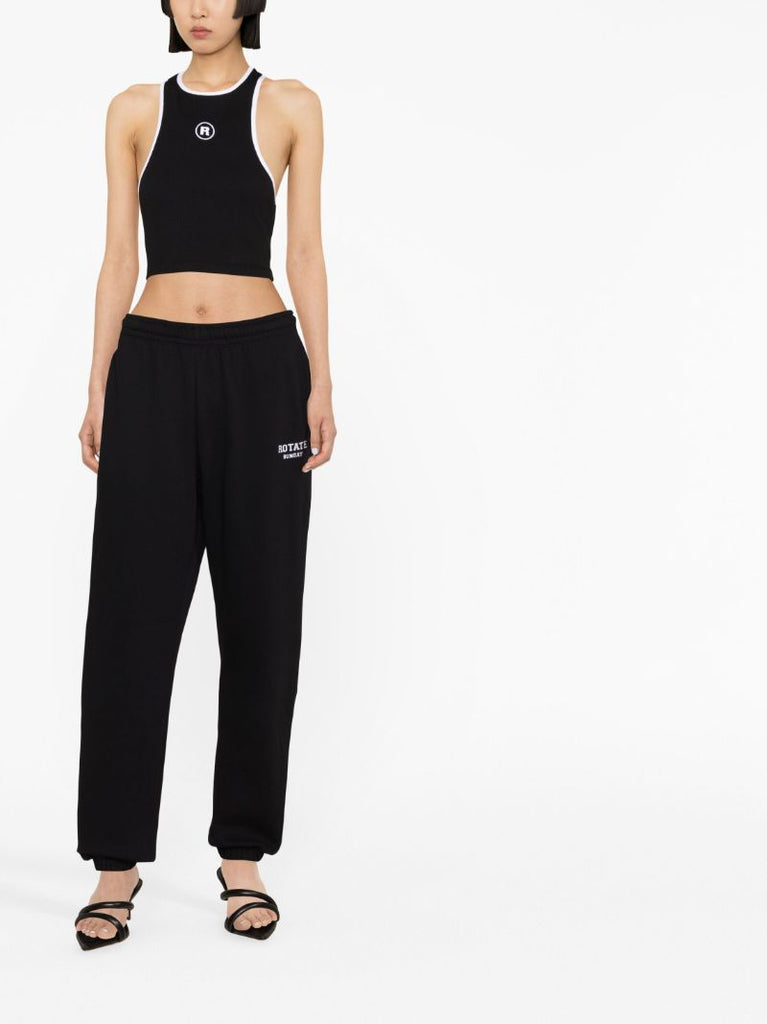 Black Logo Embroidered Crop Top