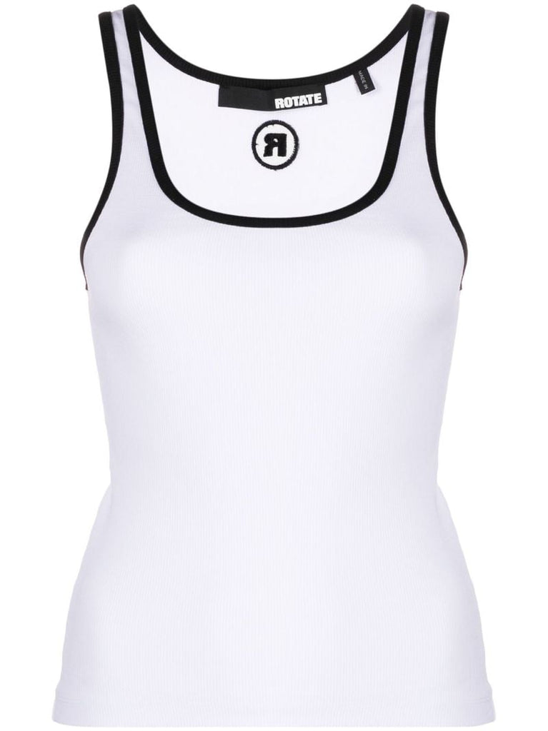 White Logo Embroidered Vest Top