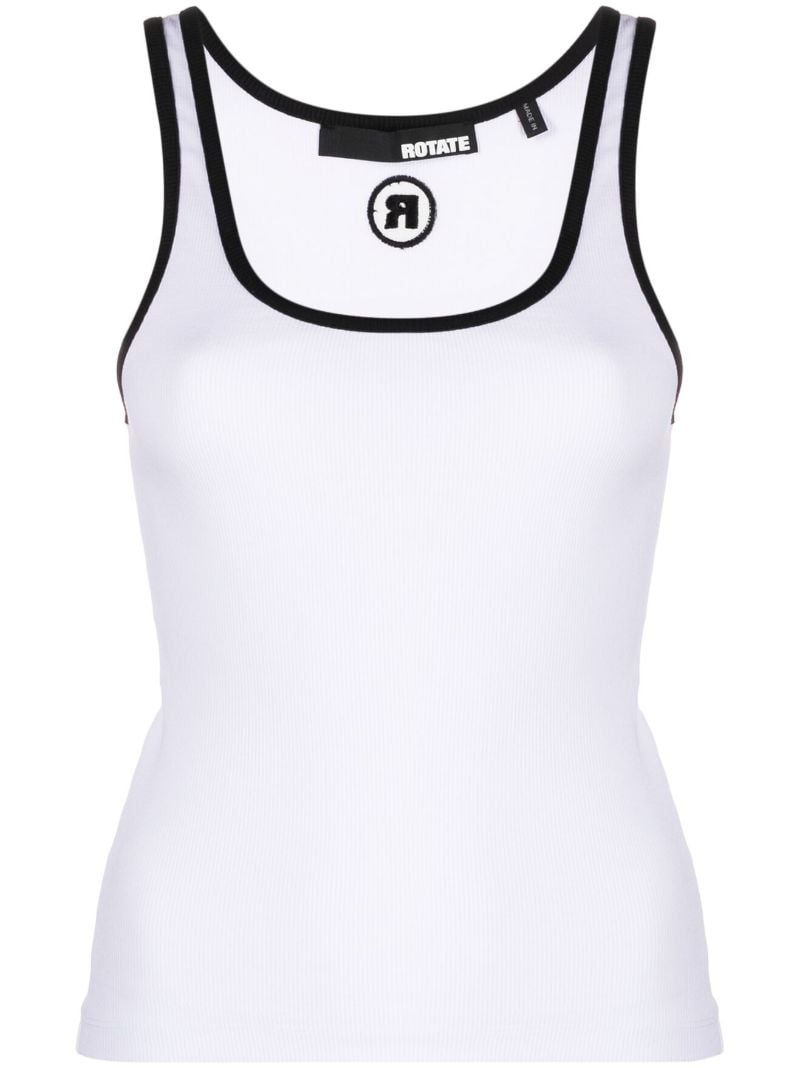 White Logo Embroidered Vest Top