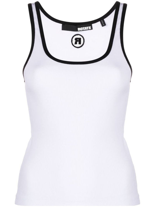 White Logo Embroidered Vest Top