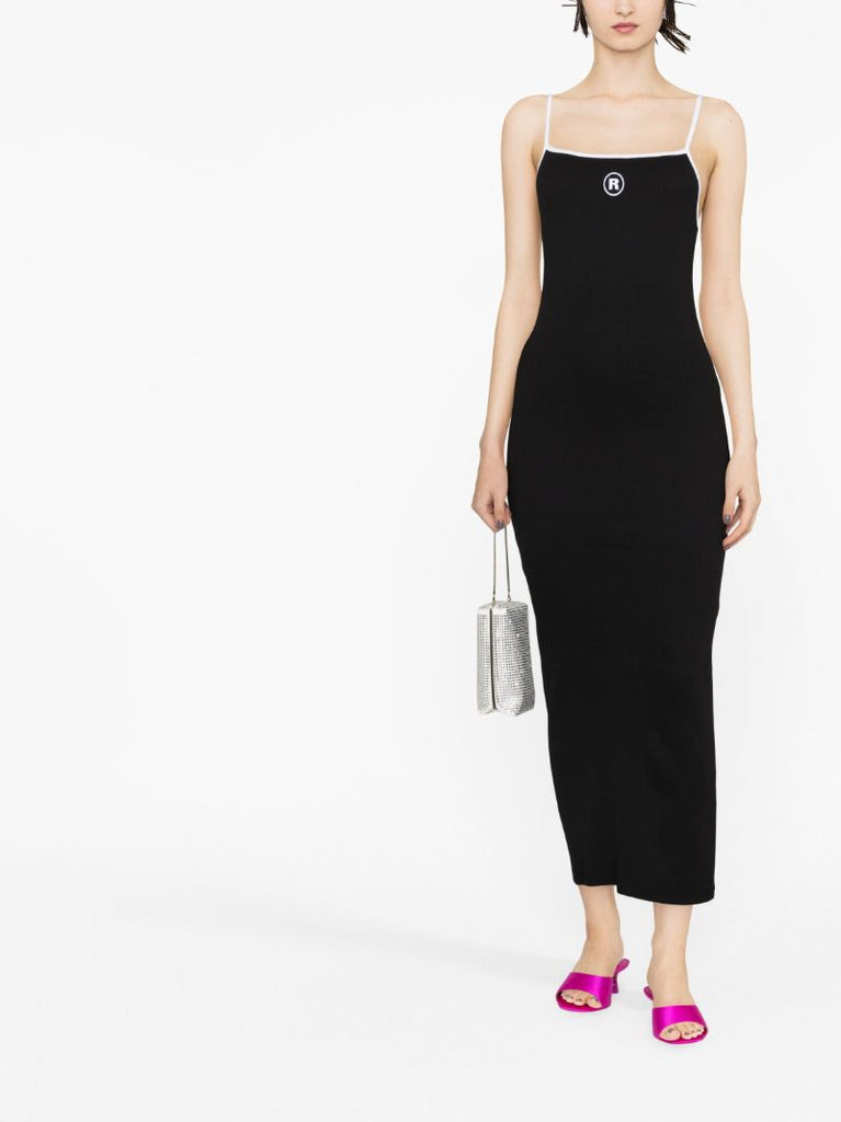 Black Logo Embroidered Maxi Dress