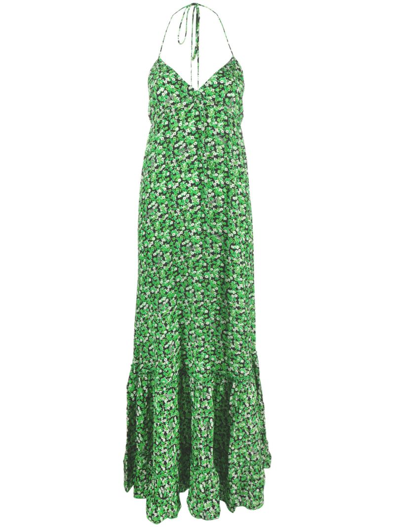 Green Floral Print Maxi Dress
