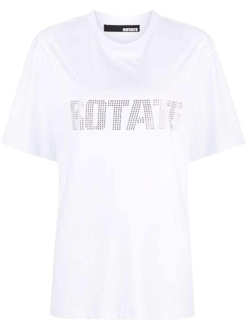 White Logo Embellished T-shirt