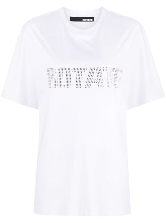White Logo Embellished T-shirt