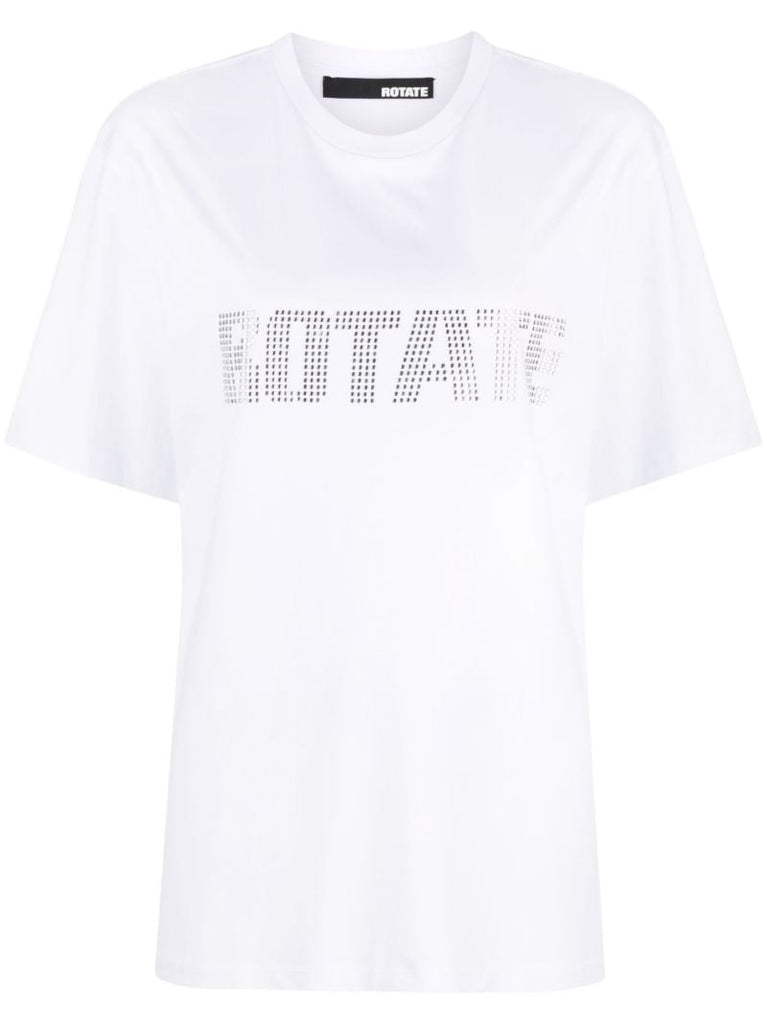 White Logo Embellished T-shirt