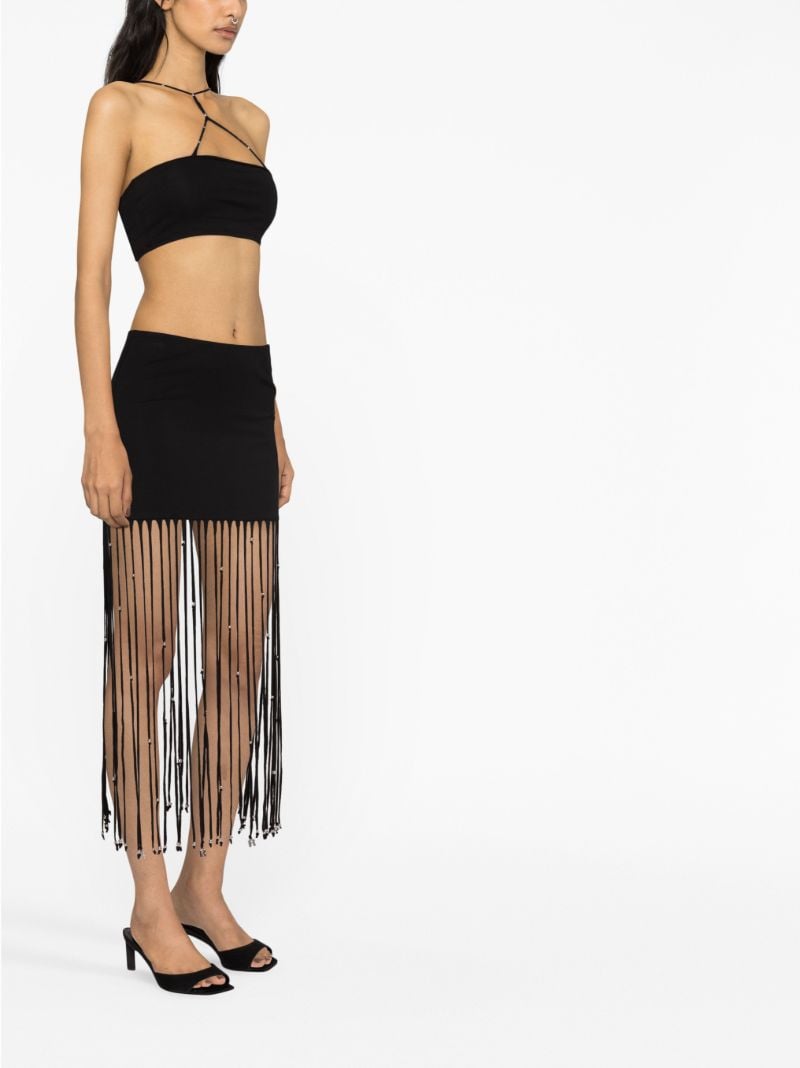 Black Fringed Midi Skirt