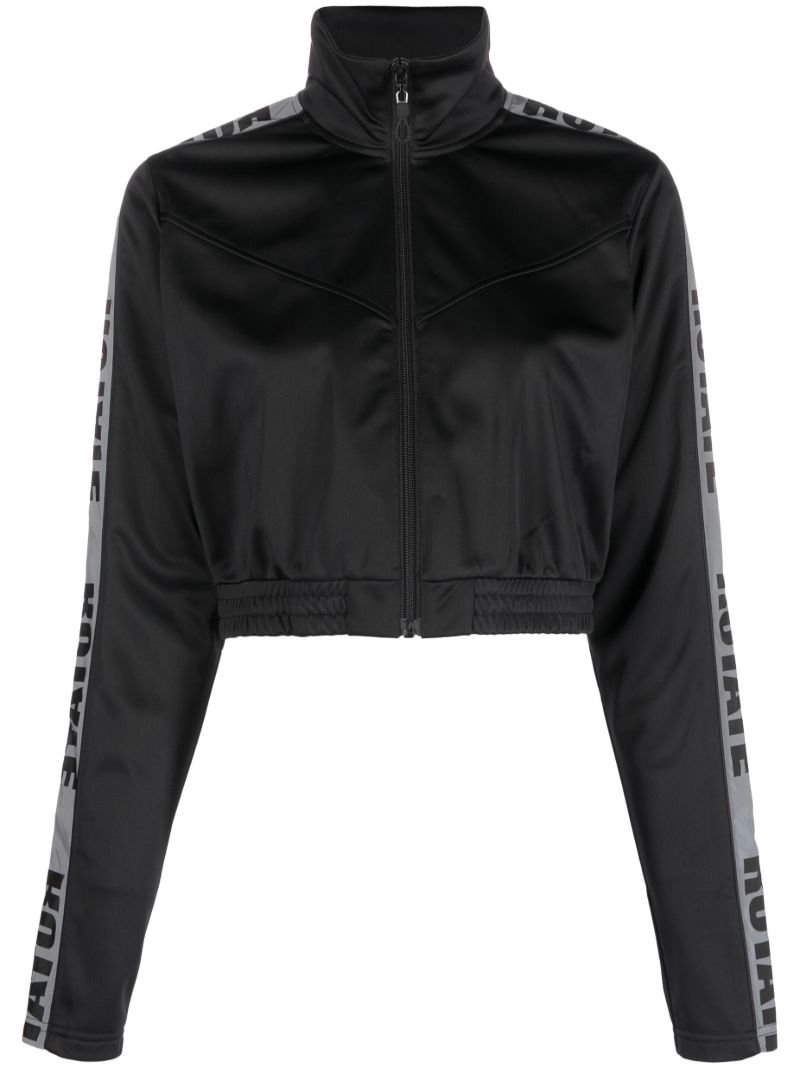 Black Logo Print Cropped Jacket