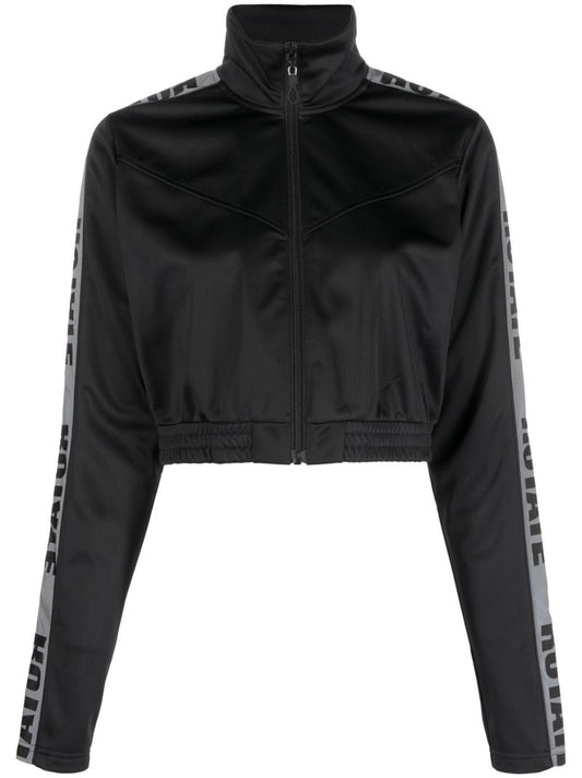 Black Logo Print Cropped Jacket
