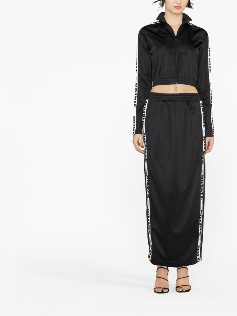 Black Logo Print Cropped Jacket
