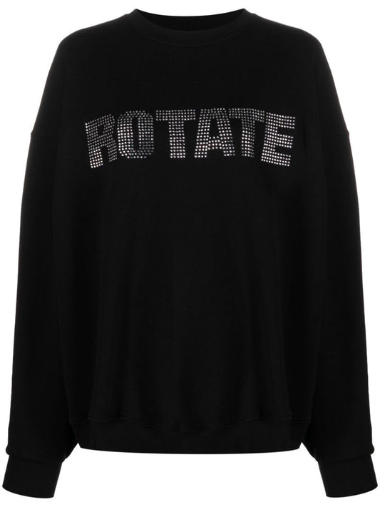 Black Crystal-embellished Logo Sweatshirt