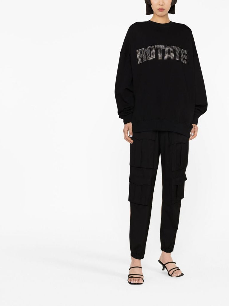 Black Crystal-embellished Logo Sweatshirt