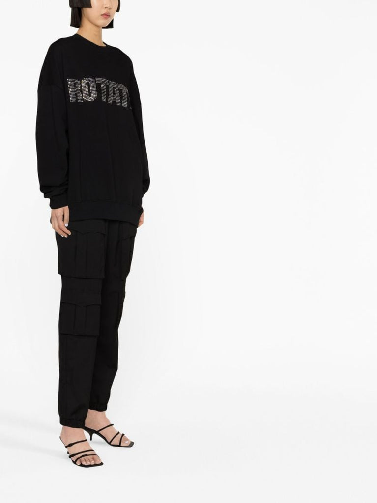 Black Crystal-embellished Logo Sweatshirt