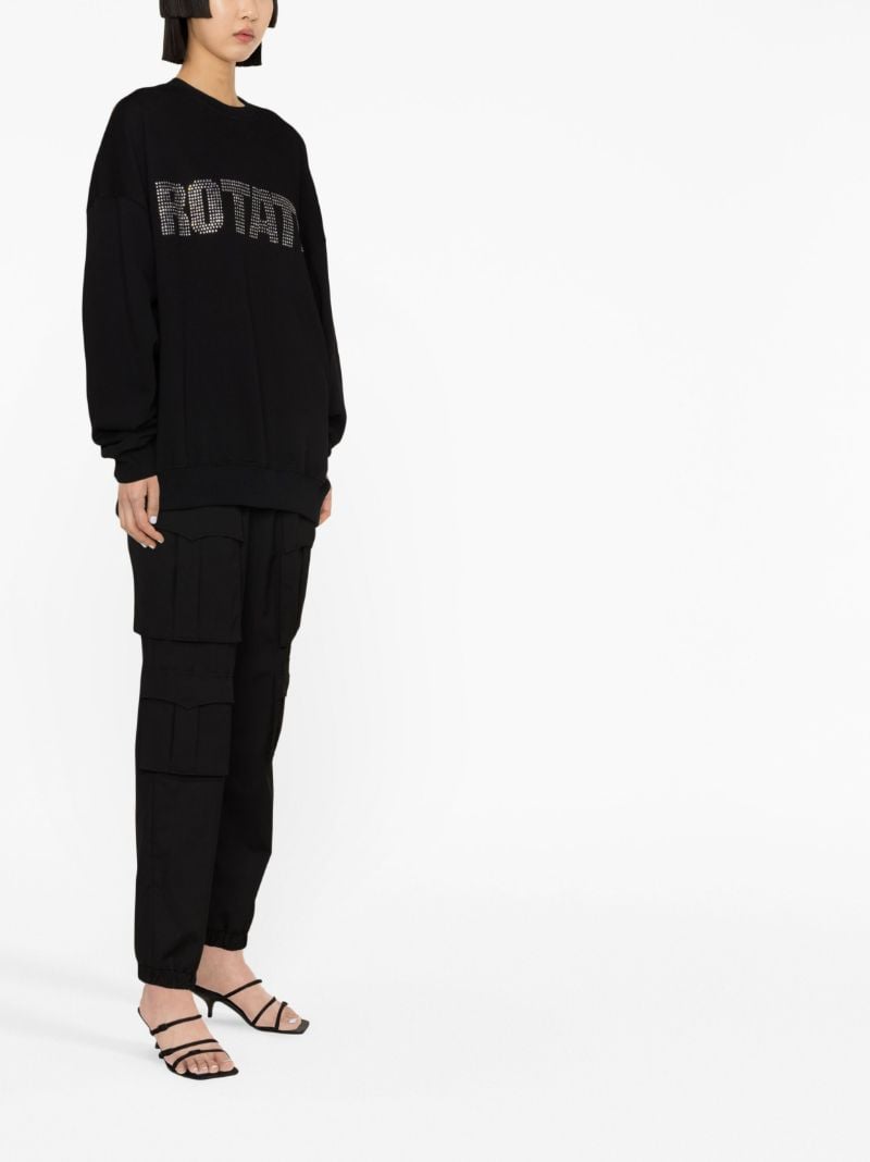 Black Crystal-embellished Logo Sweatshirt