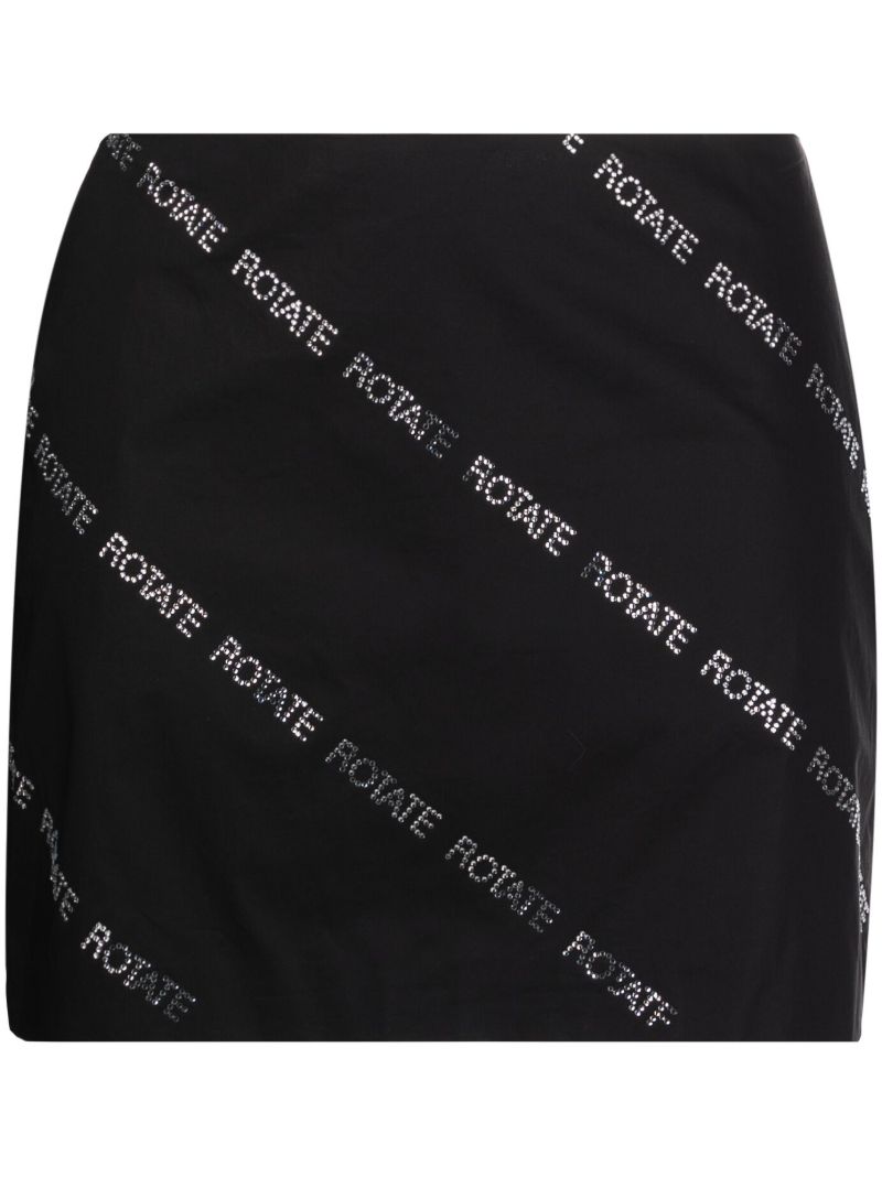 Black Rhinestone-embellished Mini Skirt