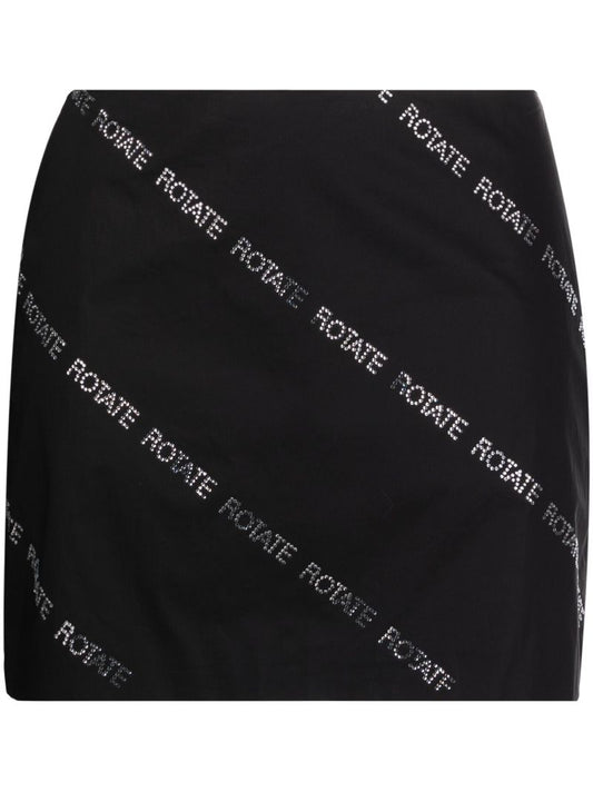 Black Rhinestone-embellished Mini Skirt