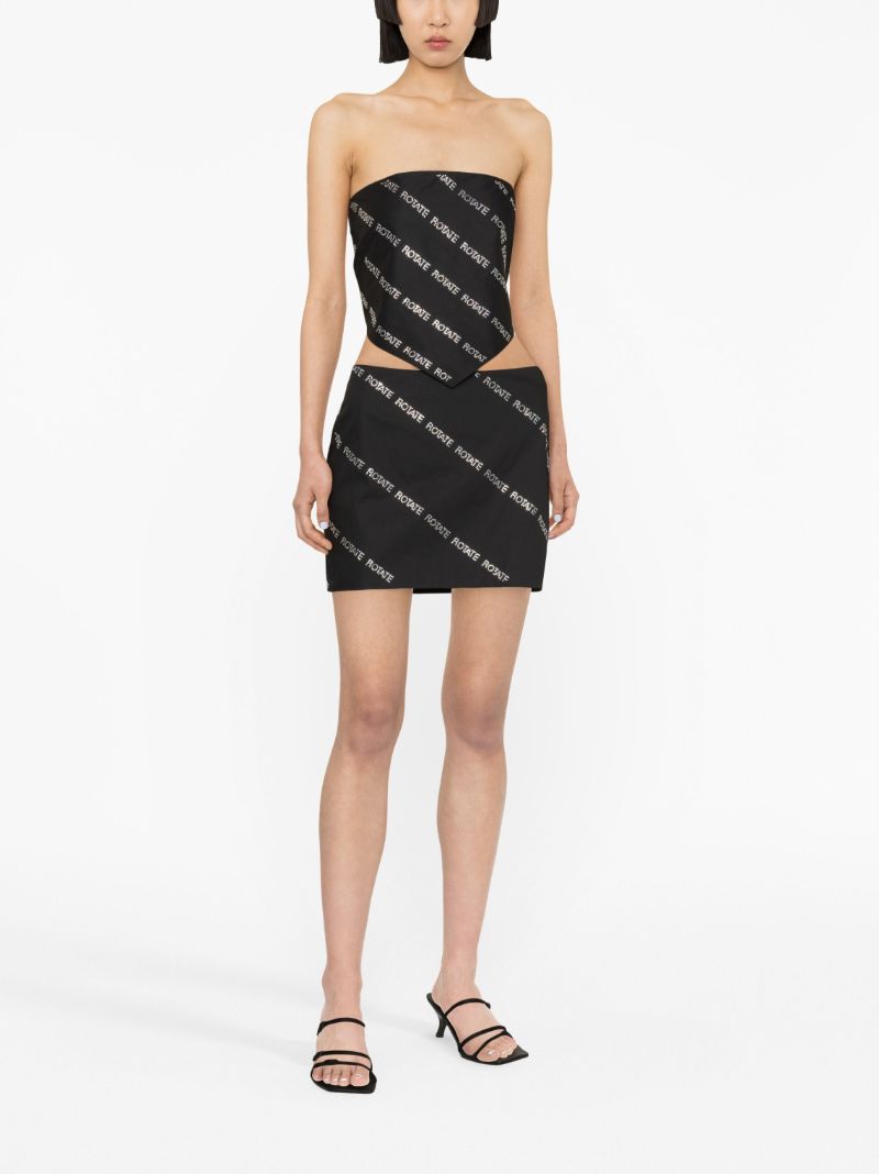 Black Rhinestone-embellished Mini Skirt